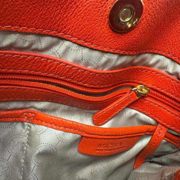 Michael Kors Red Leather Gold Chain Handbag /tote OS - Picture 6 of 8